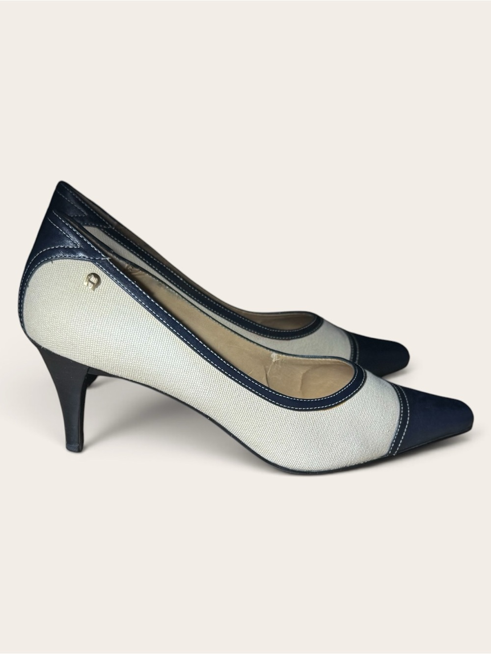 Etienne Aigner Canvas and Leather Pumps Size 8
